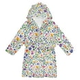 thumbnail image 1 of FORMRS Niños Bathrobe Unisex Hooded Robe Soft Plush Pajamas Sleepwear, Size 2-3T, Green Wildflower Pattern, 1 of 7