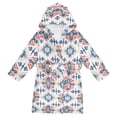 thumbnail image 1 of FORMRS Niños Bathrobe Unisex Hooded Robe Soft Plush Pajamas Sleepwear, Size 2-3T, Navy Blossom Mosaic, 1 of 7