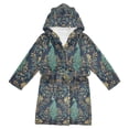 thumbnail image 1 of FORMRS Niños Bathrobe Unisex Hooded Robe Soft Plush Pajamas Sleepwear, Size 2-3T, Navy Blue Peacock Pattern, 1 of 7