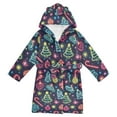 thumbnail image 1 of FORMRS Niños Bathrobe Unisex Hooded Robe Soft Plush Pajamas Sleepwear, Size 2-3T, Neon Christmas, 1 of 7