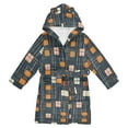 thumbnail image 1 of FORMRS Niños Bathrobe Unisex Hooded Robe Soft Plush Pajamas Sleepwear, Size 2-3T, Orange Checkered Pattern, 1 of 7