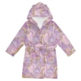 thumbnail image 1 of FORMRS Niños Bathrobe Unisex Hooded Robe Soft Plush Pajamas Sleepwear, Size 2-3T, Pastel Pink Marble Pattern, 1 of 7