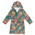 thumbnail image 1 of FORMRS Niños Bathrobe Unisex Hooded Robe Soft Plush Pajamas Sleepwear, Size 2-3T, Pink Water Lilies Pattern, 1 of 7