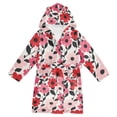 thumbnail image 1 of FORMRS Niños Bathrobe Unisex Hooded Robe Soft Plush Pajamas Sleepwear, Size 2-3T, Pink and Red Flowers, 1 of 7