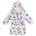 thumbnail image 1 of FORMRS Niños Bathrobe Unisex Hooded Robe Soft Plush Pajamas Sleepwear, Size 2-3T, Purple Halloween Gooses, 1 of 7