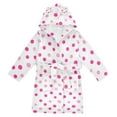 thumbnail image 1 of FORMRS Niños Bathrobe Unisex Hooded Robe Soft Plush Pajamas Sleepwear, Size 2-3T, Purple Polka Dots, 1 of 7