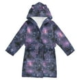 thumbnail image 1 of FORMRS Niños Bathrobe Unisex Hooded Robe Soft Plush Pajamas Sleepwear, Size 2-3T, Purple Sky Pattern, 1 of 7