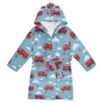 thumbnail image 1 of FORMRS Niños Bathrobe Unisex Hooded Robe Soft Plush Pajamas Sleepwear, Size 2-3T, Red Cartoon Truck Pattern, 1 of 7