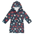 thumbnail image 1 of FORMRS Niños Bathrobe Unisex Hooded Robe Soft Plush Pajamas Sleepwear, Size 2-3T, Red White Stars, 1 of 7
