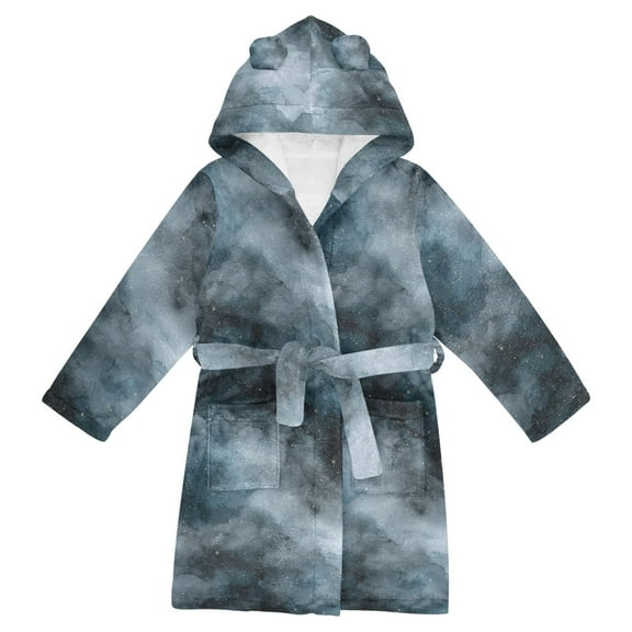 FORMRS Niños Bathrobe Unisex Hooded Robe Soft Plush Pajamas Sleepwear, Size 2-3T, Watercolor Sky Pattern