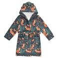 thumbnail image 1 of FORMRS Kids Bathrobe Unisex Hooded Robe Toddler Pajamas Sleepwear, Size 2-3T, Whimsical Foxes Pattern, 1 of 7
