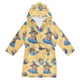 thumbnail image 1 of FORMRS Niños Bathrobe Unisex Hooded Robe Soft Plush Pajamas Sleepwear, Size 2-3T, Yellow Halloween Cat Pattern, 1 of 7