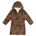 thumbnail image 1 of FORMRS Niños Bathrobe Unisex Hooded Robe Soft Plush Pajamas Sleepwear, Size 4-6T, Abstract Tribal Pattern, 1 of 7