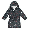 thumbnail image 1 of FORMRS Niños Bathrobe Unisex Hooded Robe Soft Plush Pajamas Sleepwear, Size 4-6T, Blue Stars Pattern, 1 of 7