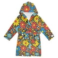 thumbnail image 1 of FORMRS Niños Bathrobe Unisex Hooded Robe Soft Plush Pajamas Sleepwear, Size 4-6T, Cartoon Flowers, 1 of 7