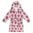 thumbnail image 1 of FORMRS Niños Bathrobe Unisex Hooded Robe Soft Plush Pajamas Sleepwear, Size 4-6T, Cartoon Strawberry, 1 of 7