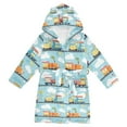 thumbnail image 1 of FORMRS Niños Bathrobe Unisex Hooded Robe Soft Plush Pajamas Sleepwear, Size 4-6T, Cartoon Train Pattern, 1 of 7
