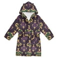 thumbnail image 1 of FORMRS Niños Bathrobe Unisex Hooded Robe Soft Plush Pajamas Sleepwear, Size 4-6T, Gold and Purple Floral Pattern, 1 of 7