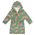 thumbnail image 1 of FORMRS Niños Bathrobe Unisex Hooded Robe Soft Plush Pajamas Sleepwear, Size 4-6T, Green American Footballs, 1 of 7