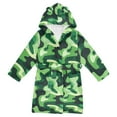 thumbnail image 1 of FORMRS Niños Bathrobe Unisex Hooded Robe Soft Plush Pajamas Sleepwear, Size 4-6T, Green Camouflage Pattern, 1 of 7