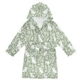 thumbnail image 1 of FORMRS Niños Bathrobe Unisex Hooded Robe Soft Plush Pajamas Sleepwear, Size 4-6T, Green Floral Cat Pattern, 1 of 7