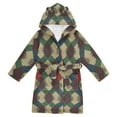 thumbnail image 1 of FORMRS Niños Bathrobe Unisex Hooded Robe Soft Plush Pajamas Sleepwear, Size 4-6T, Green Tartan Pattern, 1 of 7