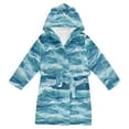 thumbnail image 1 of FORMRS Kids Bathrobe Unisex Hooded Robe Toddler Pajamas Sleepwear, Size 4-6T, Green Watercolor Ocean Waves, 1 of 7