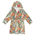 thumbnail image 1 of FORMRS Niños Bathrobe Unisex Hooded Robe Soft Plush Pajamas Sleepwear, Size 4-6T, Orange Japanese Flowers Pattern, 1 of 7