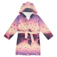 thumbnail image 1 of FORMRS Niños Bathrobe Unisex Hooded Robe Soft Plush Pajamas Sleepwear, Size 4-6T, Pixel Floating Hearts, 1 of 7
