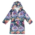 thumbnail image 1 of FORMRS Niños Bathrobe Unisex Hooded Robe Soft Plush Pajamas Sleepwear, Size 4-6T, Puprle Ethereal Floral Harmony, 1 of 7