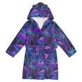 thumbnail image 1 of FORMRS Niños Bathrobe Unisex Hooded Robe Soft Plush Pajamas Sleepwear, Size 4-6T, Purple Mushrooms Pattern, 1 of 7