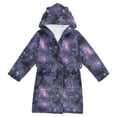 thumbnail image 1 of FORMRS Niños Bathrobe Unisex Hooded Robe Soft Plush Pajamas Sleepwear, Size 4-6T, Purple Sky Pattern, 1 of 7
