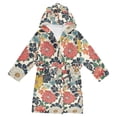 thumbnail image 1 of FORMRS Niños Bathrobe Unisex Hooded Robe Soft Plush Pajamas Sleepwear, Size 4-6T, Red Flowers Pattern, 1 of 7
