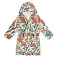 thumbnail image 1 of FORMRS Niños Bathrobe Unisex Hooded Robe Soft Plush Pajamas Sleepwear, Size 4-6T, Vibrant Japanese Flowers, 1 of 7
