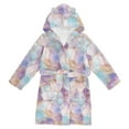 thumbnail image 1 of FORMRS Niños Bathrobe Unisex Hooded Robe Soft Plush Pajamas Sleepwear, Size 4-6T, Watercolor Marble Pattern, 1 of 7