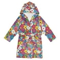 thumbnail image 1 of FORMRS Niños Bathrobe Unisex Hooded Robe Soft Plush Pajamas Sleepwear, Size 4-6T, Whimsical Floral, 1 of 7