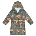 thumbnail image 1 of FORMRS Niños Bathrobe Unisex Hooded Robe Soft Plush Pajamas Sleepwear, Size 7-9T, Abstract Water Lilies Pattern, 1 of 7