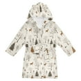 thumbnail image 1 of FORMRS Niños Bathrobe Unisex Hooded Robe Soft Plush Pajamas Sleepwear, Size 7-9T, Beige Christmas Forest, 1 of 7