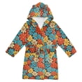 thumbnail image 1 of FORMRS Niños Bathrobe Unisex Hooded Robe Soft Plush Pajamas Sleepwear, Size 7-9T, Blooming Flowers, 1 of 7