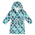 thumbnail image 1 of FORMRS Niños Bathrobe Unisex Hooded Robe Soft Plush Pajamas Sleepwear, Size 7-9T, Blue Geometric Pattern, 1 of 7