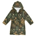thumbnail image 1 of FORMRS Niños Bathrobe Unisex Hooded Robe Soft Plush Pajamas Sleepwear, Size 7-9T, Brown Floral Rabbits Pattern, 1 of 7