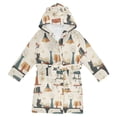 thumbnail image 1 of FORMRS Niños Bathrobe Unisex Hooded Robe Soft Plush Pajamas Sleepwear, Size 7-9T, Cats Reading Pattern, 1 of 7