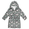 thumbnail image 1 of FORMRS Niños Bathrobe Unisex Hooded Robe Soft Plush Pajamas Sleepwear, Size 7-9T, Cute Llamas Pattern, 1 of 7