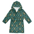 thumbnail image 1 of FORMRS Niños Bathrobe Unisex Hooded Robe Soft Plush Pajamas Sleepwear, Size 7-9T, Green Abstract Pattern, 1 of 7