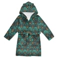 thumbnail image 1 of FORMRS Niños Bathrobe Unisex Hooded Robe Soft Plush Pajamas Sleepwear, Size 7-9T, Green Art Abstract Pattern, 1 of 7