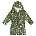 thumbnail image 1 of FORMRS Niños Bathrobe Unisex Hooded Robe Soft Plush Pajamas Sleepwear, Size 7-9T, Green Flowers Pattern, 1 of 7