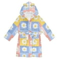 thumbnail image 1 of FORMRS Niños Bathrobe Unisex Hooded Robe Soft Plush Pajamas Sleepwear, Size 7-9T, Light Blue Daisy, 1 of 7
