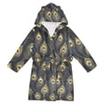 thumbnail image 1 of FORMRS Niños Bathrobe Unisex Hooded Robe Soft Plush Pajamas Sleepwear, Size 7-9T, Peacock Feathers Pattern, 1 of 7
