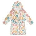 thumbnail image 1 of FORMRS Niños Bathrobe Unisex Hooded Robe Soft Plush Pajamas Sleepwear, Size 7-9T, Pink Abstract Pattern, 1 of 7