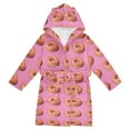 thumbnail image 1 of FORMRS Niños Bathrobe Unisex Hooded Robe Soft Plush Pajamas Sleepwear, Size 7-9T, Pink Doughnuts, 1 of 7